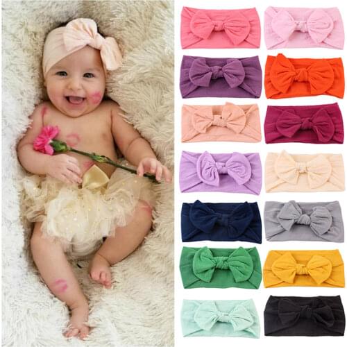 One Size Newborn Bow Headwrap Baby Girl Headband Nylon Bow Knot Baby Hair Band Infant Hair Elastic Turban Kids Hair Accessories