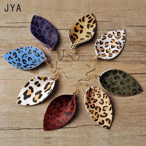 Cpop Real Leather Earrings for Women Real Feather waterdrop Long Earrings Fashion Leaf Dangle Multicolor Ear Drops Autumn 2019