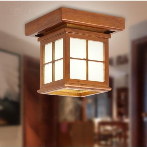 Chinese style antique wood art ceiling lights Rural brief white/yellow E27 Led lamp for porch&stairs&pavilion&tearoom MYR058