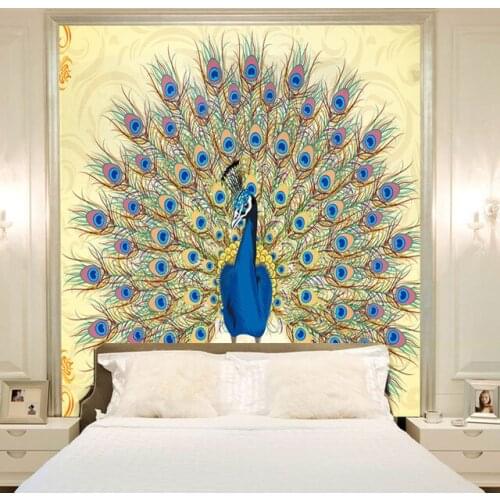 Beibehang The interior decoration of the house of fashion peacock mural wallpaper personalized style of the East Asia
