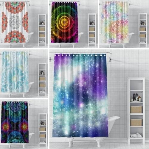 Bohemian Floral Galaxy Pattern Shower Curtains Waterproof Moisture Resistant Decor Bathroom Curtain With Hooks