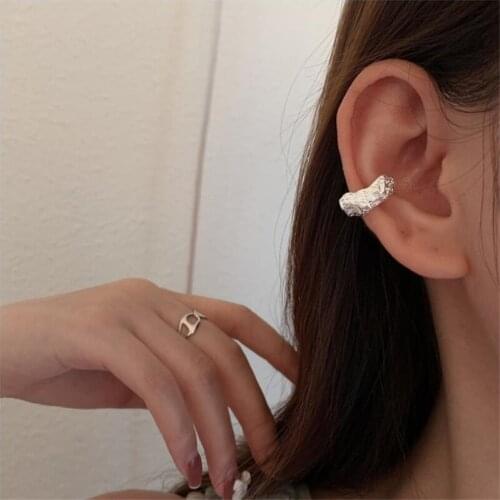 2 PCS Quality Silver 925 Earrings For Women Jewelry Fashion Irregular Bump Clip Earrings Female None Hole Ear Accessories Latest