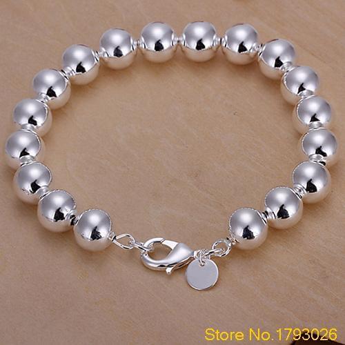 Womens 10mm Silver Plated Ball Bangle Bracelet with a Simple Designed for Office lady 4TRJ