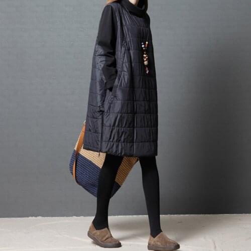 2020 Autumn and winter new Korean loose solid color high collar cotton padded dress