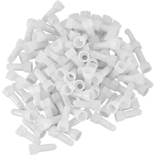 100pcs 22-16 GA AWG Closed End Crimp Caps Splice Gauge Wire Connectors Terminals (White)