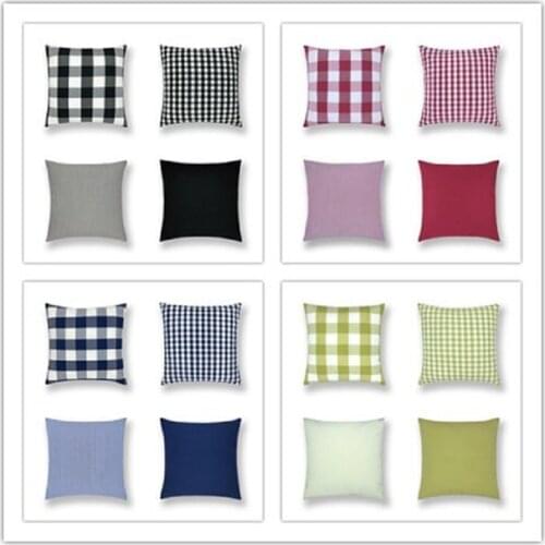 2pcs Plaid Stripe Solid Pillowcase American Rural Decorative Cushion Cover Home Decoration Products Sofa Car Chair Pillow Case