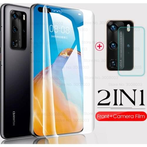 2-in-1 full cover hydrogl protective film for huawei p40 lite e phone screen protector huawie p 40 pro light camera lens glass