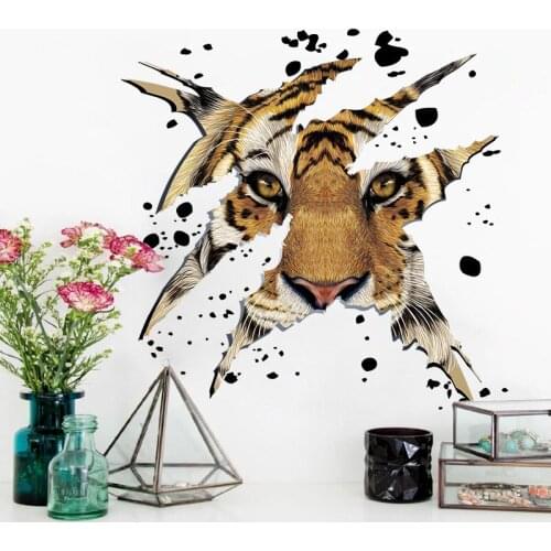 3D Mighty tiger head wall sticker bedroom living room DIY wall art murals Background home decoration decals wallpaper