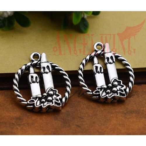 8pcs/lot--32x27mm, Antique Silver plated candle charms ,DIY supplies, Jewelry accessories