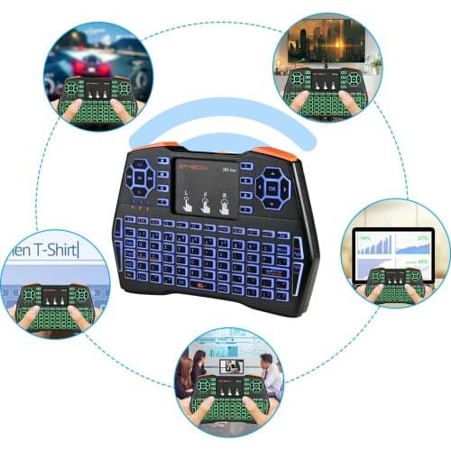 Mini Wireless Keyboard 3 Colors Backlit English Russian Spanish Portugal 2.4GHz Air Mouse Remote Touchpad for Android TV Box PC