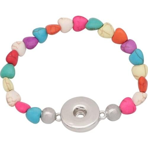 LOVE blue Stone Handmade Adjustable 18mm Snap Button Bracelet Ba1730