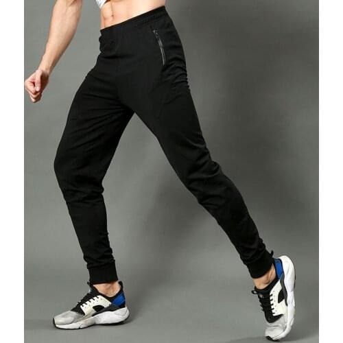 SummerJogging Pants Men Running Gym Cotton Pants Joggers Training Sports Elastic Fitness Exercise Pants Zipper Pocket Clothes
