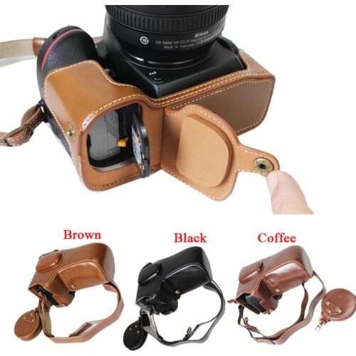 Black/Brown/Coffee Luxury PU Leather Camera Case Bag For Nikon D7500 Camera Bag With Strap Open Battery directly Mini Pouch