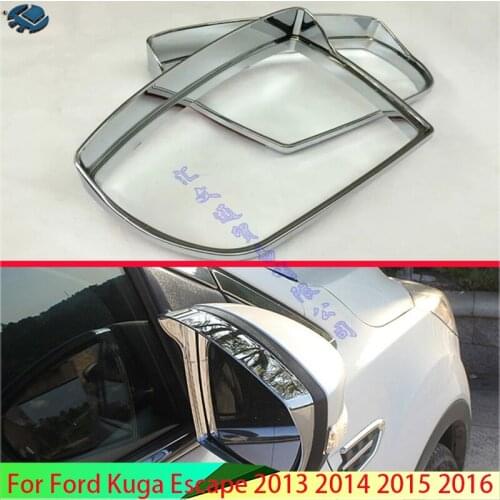 For Ford Kuga Escape 2013 2014 2015 2016 ABS Chrome Rear view Mirror sticker rain eyebrow weatherstrip Auto mirror Rain Shield s