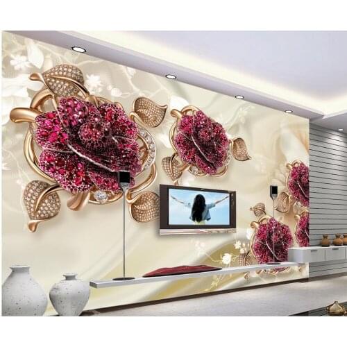 Photo wall murals wallpaper 3D European-style luxury flower TV background classic painting wallpaper