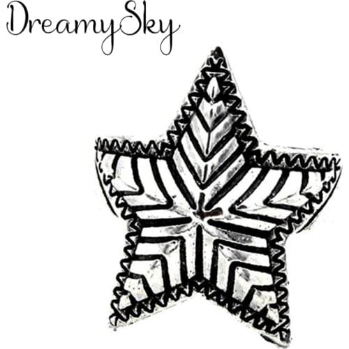 Personality Bohemian Vintage Silver Color Big Star Rings For Women Antique Rings Jewelry 2020
