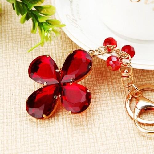 Exquisite Colorful Crystal Lucky Clover Womens Bag Ornaments Decoration Crystal Gift