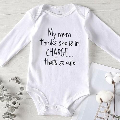 Newborn Boys Winter Onesies My Mom So Cute Letter Printing Infant Clothing Cotton Kids' Things Baby Rompers Long Sleeve