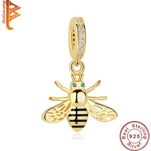 Hot Sale Gold Color Radiant Bee Charm Bead fit Original BW Bracelet Necklace Authentic Fashion DIY Jewelry