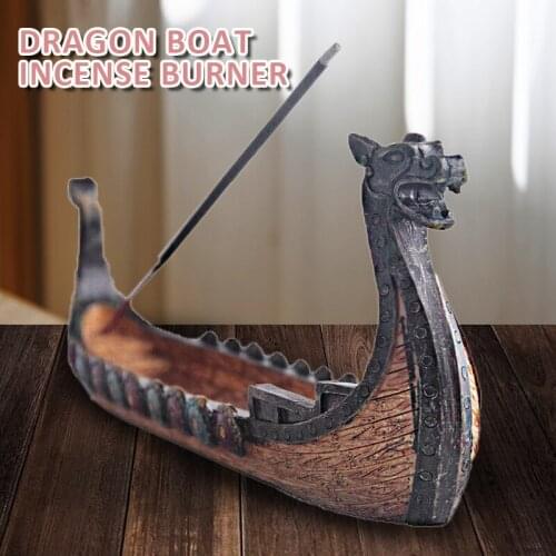 Dragon Boat Incense Stick Holder Burner Hand Carved Carving Censer Ornaments Retro Incense Burners Traditional Design