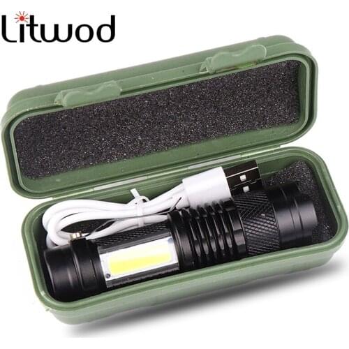 Zoomable Waterproof Tactical Torch Built In Battery USB Charging LED Flashlight XP-G Q5 COB LED Lamp Bulbs Lantern For Camping