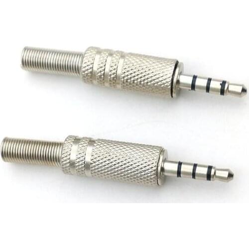 10pcs Metal 3.5mm 4 Pole Stereo Audio connector headphone Audio Soldering