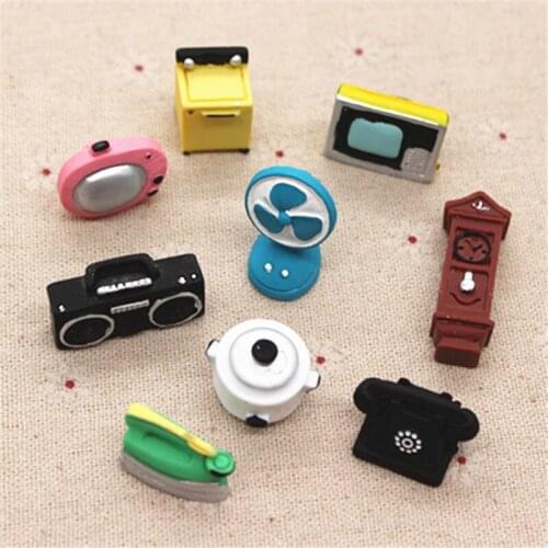 Cute New Resin 3D Antique Home Appliance TV/Radio/Phone/Iron/Washer/Cooker Miniature Art Supply Decoration Charm Craft DIY