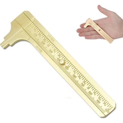 Mini Brass Scale 80/100mm Sliding Gauge Vernier Caliper Ruler Pocket Measuring Tool MAZI888