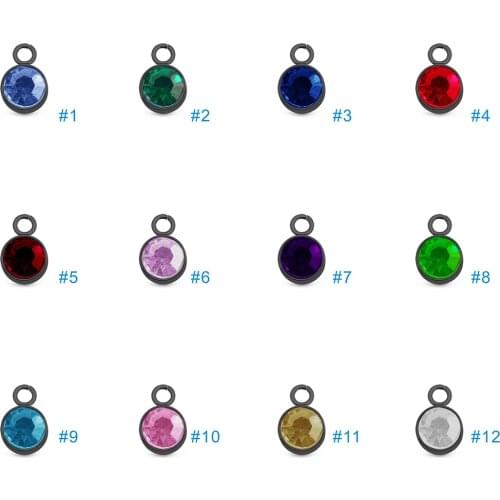 MYLONGINGCHARM 12pcs/lot 12 Colors Stainless Steel Birthstone for necklace Jewelry steel gold rosegold black 4 colors available