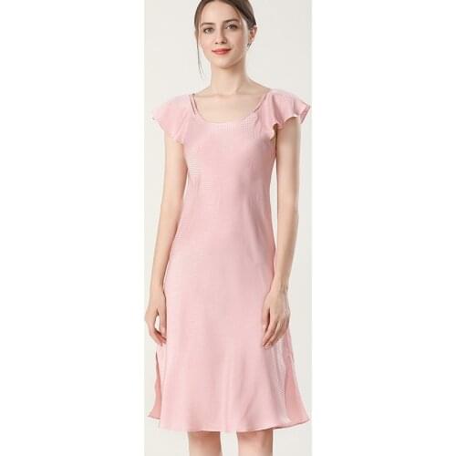 New 100% Silk Nightgown Women Slim Fit Ladies Nightie Party Elegant Satin Nightwear sp0174