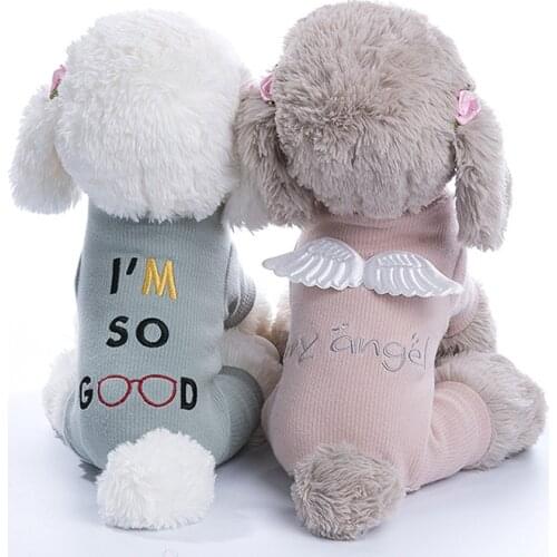 Autumn winter dog sweater solid color pet puppy clothes pink angel clothes for small and medium dogs warm dog coat clothes