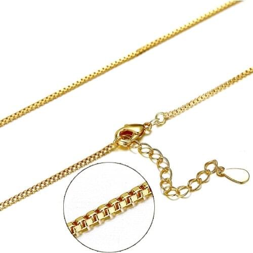 925 Sterling Silver Necklace 40cm+4cm Box Chain Necklace For Women collares