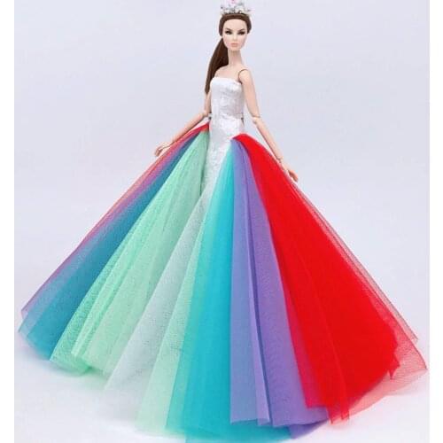 Genuine for princess clothes barbie doll dress bjd 1/6 doll accessories clothing party gown barbie wedding dress