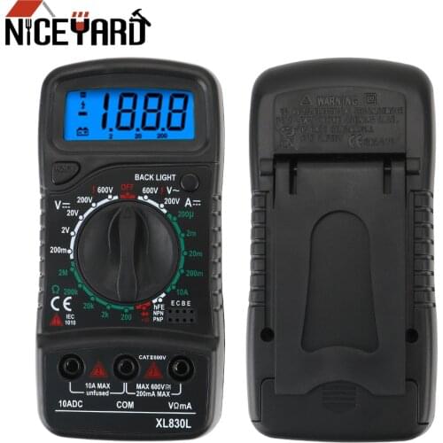 NICEYARD Handheld Digital Multimeter Ohmmeter Volt Tester AC/DC Ammeter Voltmeter Ohm Voltage Tester Meter LCD Multimeter XL830L