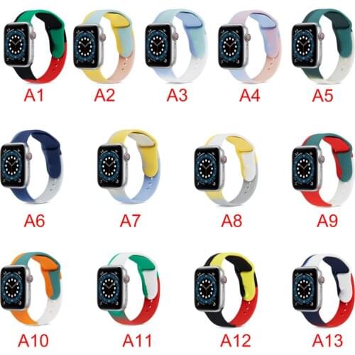 2021 new mixed color Silicone Strap For apple watch band 44mm 40mm 38mm 42mm Sport bracelet for iWatch series 6 5 4 3 SE band