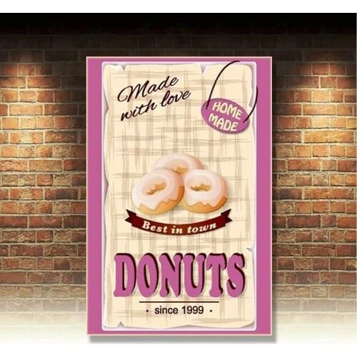 Retro Metal Tin Signs Happy Easter Vintage Donuts Plate Art Wall Decor Poster