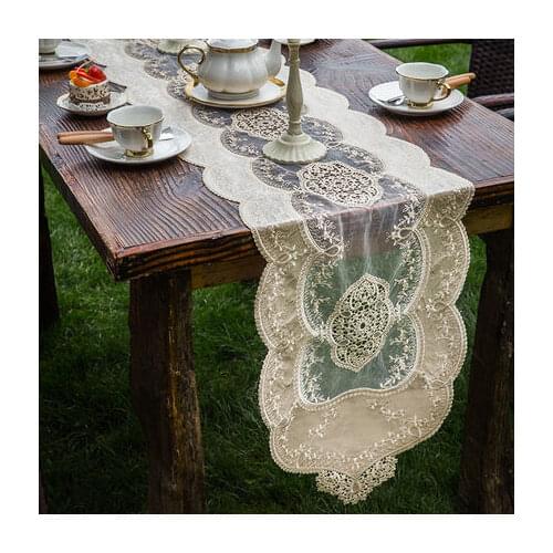Luxury European Style Coffee Table Table Runner With Lace Translucent Table Runner Rectangle Table Cover Mat Table Cloth