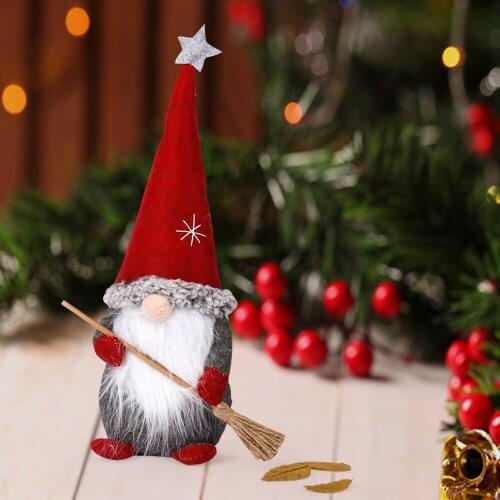 Christmas Decoration Creative Christmas Faceless Doll Standing Posture Rudolph Santa Claus Doll Broom Dwarf Doll