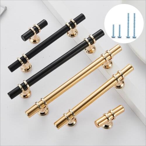 Aluminum Alloy Black Gold Door Handle Kitchen Cabinet Handle Solid Drawer Handle Furniture Handle European Modern Hardware