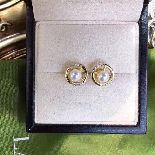 New Tibetan silver fashion natural freshwater pearl 5-6MM Stud earrings goddess 004