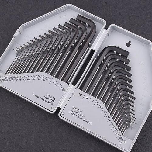 New 0.7-10mm Allen Wrench Imperial Hex Key 30pcs/set Repair Hand Tools Set For Home Car Bicycle