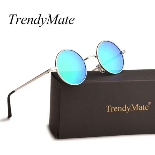 Trendymate Polarized John Lennon Sunglasses for Men Vintage Steampunk Retro Round Sunglasses Women Mirror gafas de sol 171