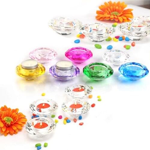 Wedding gift, colorful K9 crystal glass diamond-shaped table decoration candle holder