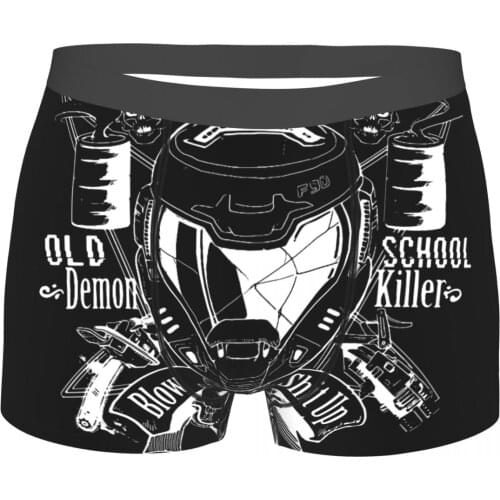 OLD SCHOOL DEMON KILLER Doom Eternal Slayer Doomguy Game Underpants Homme Panties Male Underwear Sexy Shorts Boxer Briefs