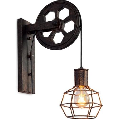 Loft Retro Lanterns Fixtures Pulley Wall Lamp Pendant Suspension Light Fitting Kitchen Bedroom Living Room Wall Lamp Bra Sconce