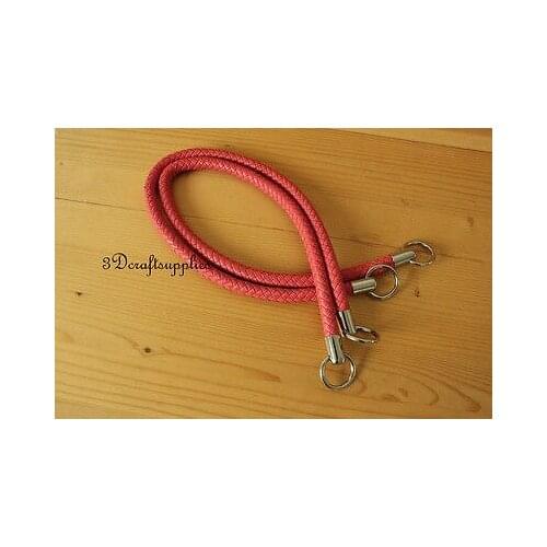 Crochet PU leather handles purse handles a pair 25 inch light pink M39J