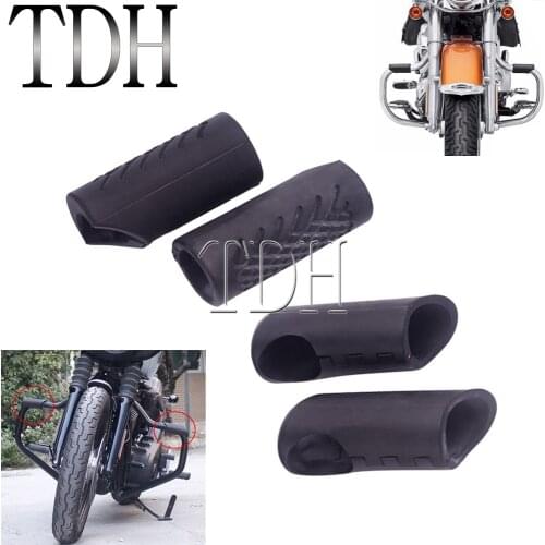 Motorcycle Engine Guard Crash Bar Knee Leg Rubber Cover Protective For Harley Street Softail Sportster Honda Suzuki Universal