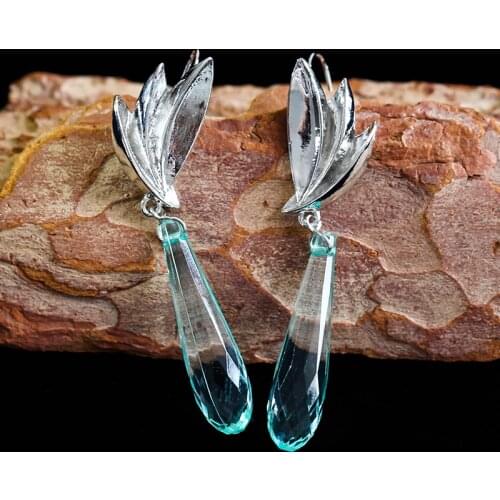 Boho Female Crystal Water Drop Earrings Luxury Fashion Zircon Stone Earrings Vintage Long Dangle Earrings For Women O4D321