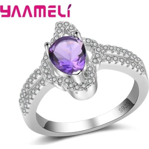 New Trendy Big Promotion Clear Cubic Zirconia Finger Rings For Women Girls 925 Sterling Silver Jewelry Crystal Present