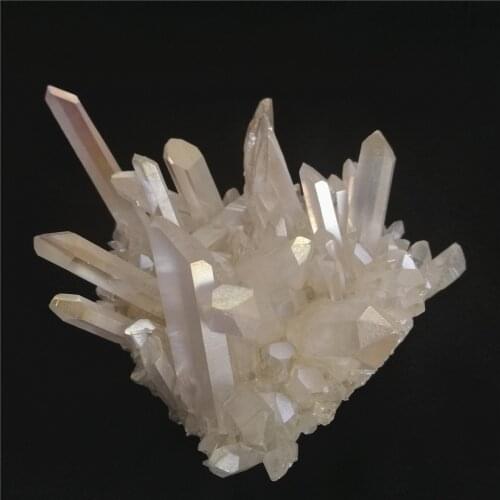 1pc Natural Angel Aura Quartz Crystal Titanium Cluster Minerals Specimen White Clear Reiki Healing Crystal Stone Home Decor Gift